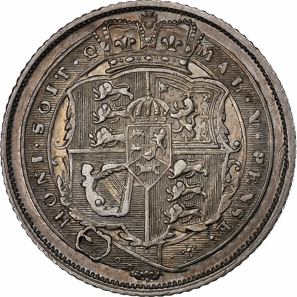 Reino Unido, George III, 6 Pence, 1819, London, Prata, MS(60-62), Spink:3791