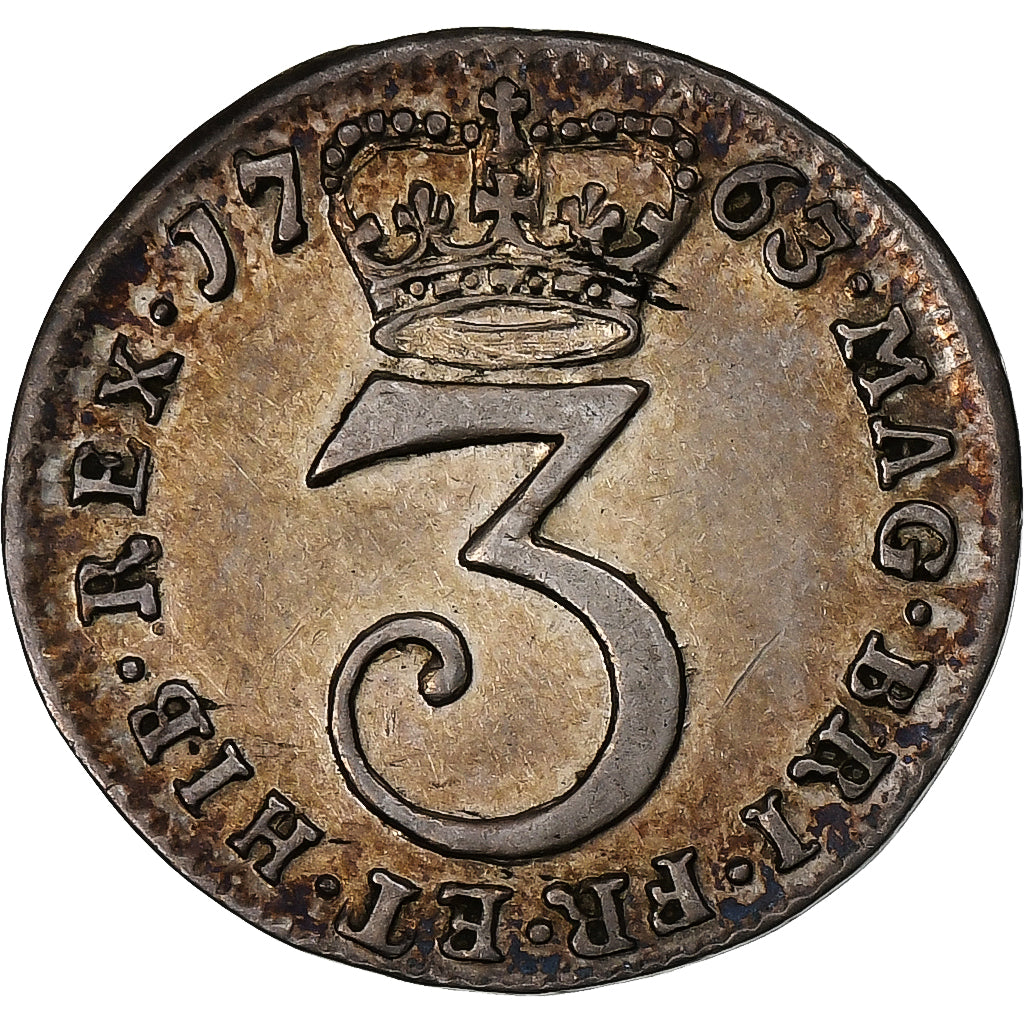 United Kingdom, George III, 3 Pence, 1763, London, Silver, AU(55-58)