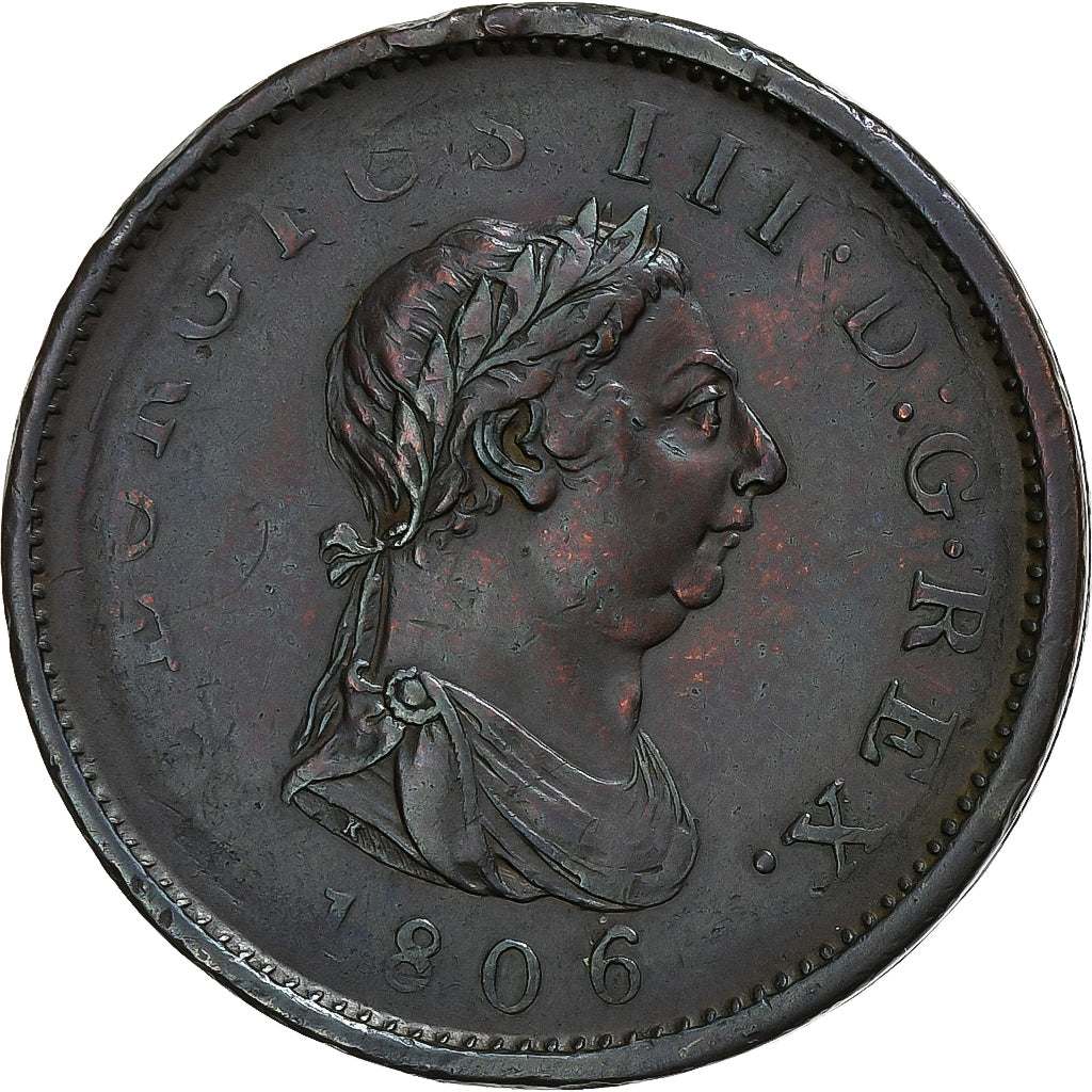 Reino Unido, George III, Penny, 1806, Soho, Cobre, MBC+, Spink:3780, KM:663