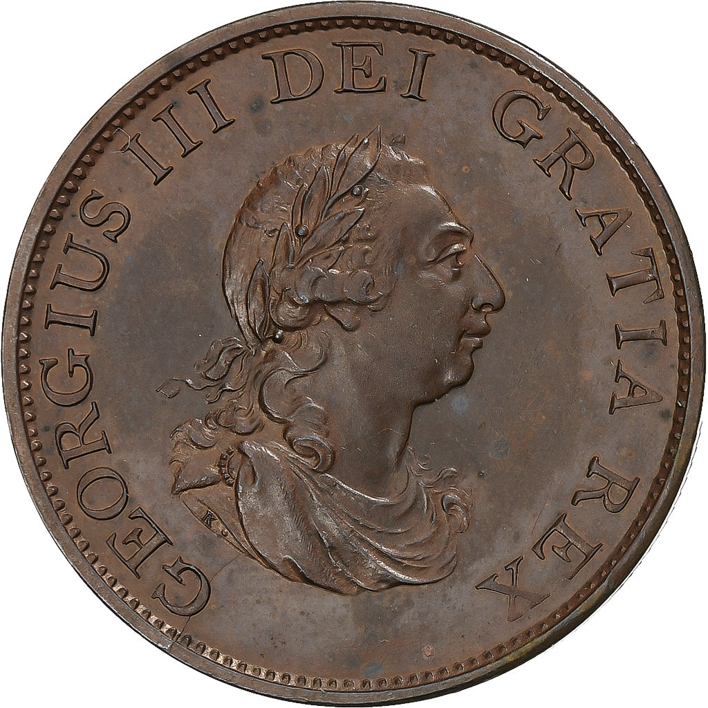 Regno Unito, George III, 1/2 Penny, 1799, Soho, Rame, SPL, Spink:3778, KM:647
