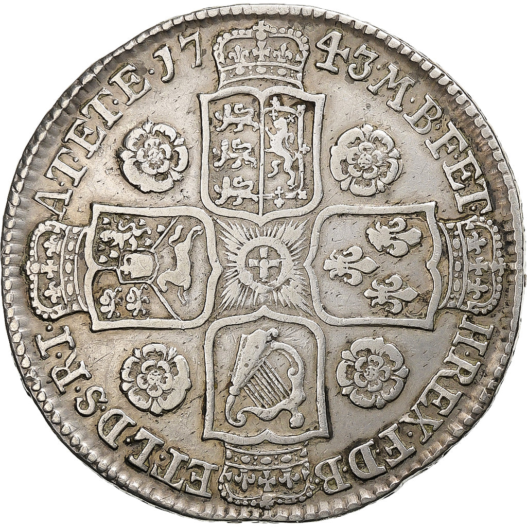 United Kingdom, George II, 1/2 Crown, 1743, London, Silver, VF(30-35)