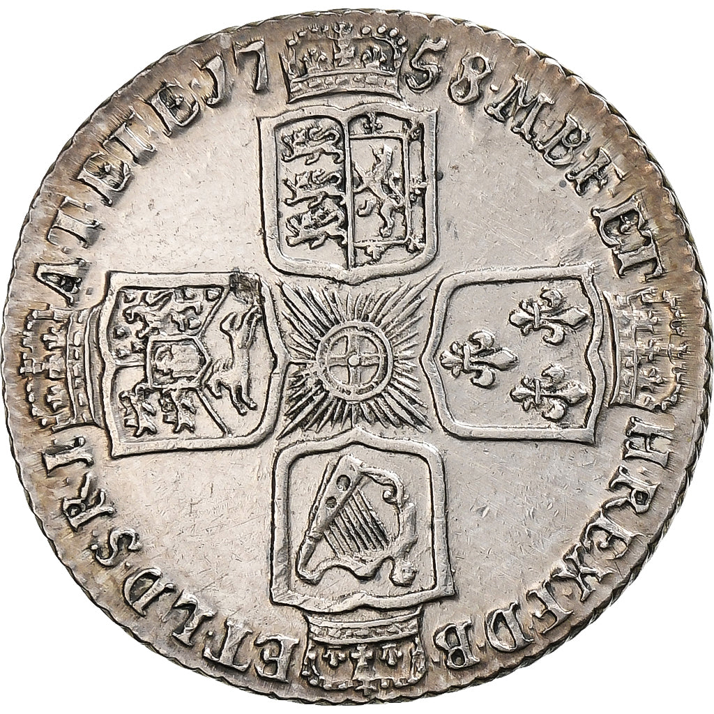 United Kingdom, George II, Shilling, 1758, London, Silver, AU(55-58)