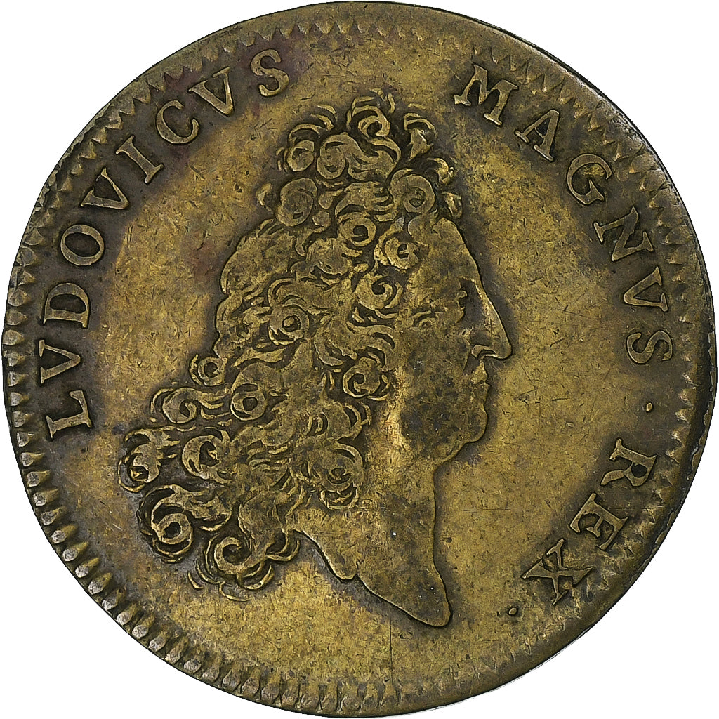 França, Token, Luís XIV, ca. 1700, Latão, VF(30-35)