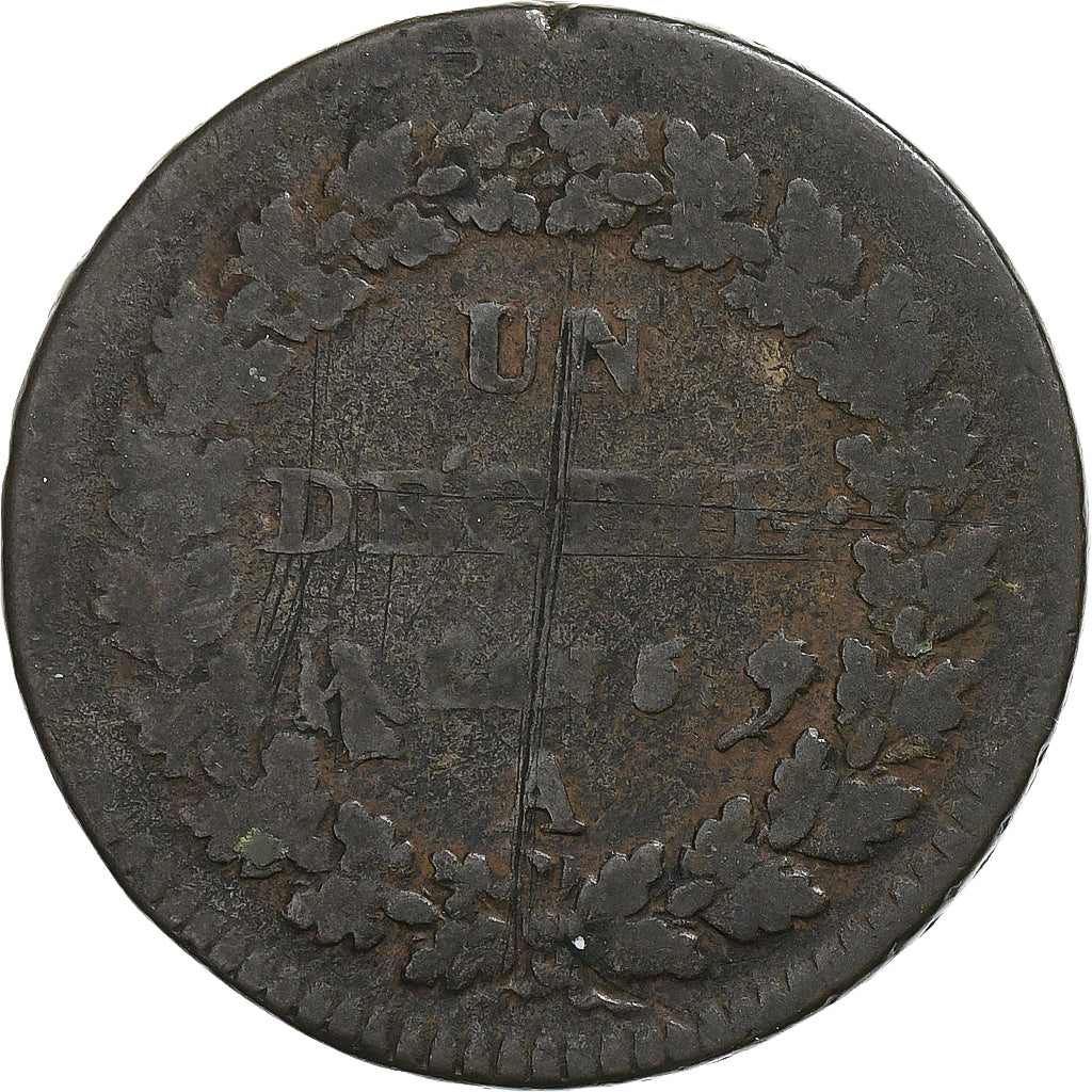 Francja, Decime, Dupré, AN 5, Paris, Miedź, F(12-15), Gadoury:187, KM:640