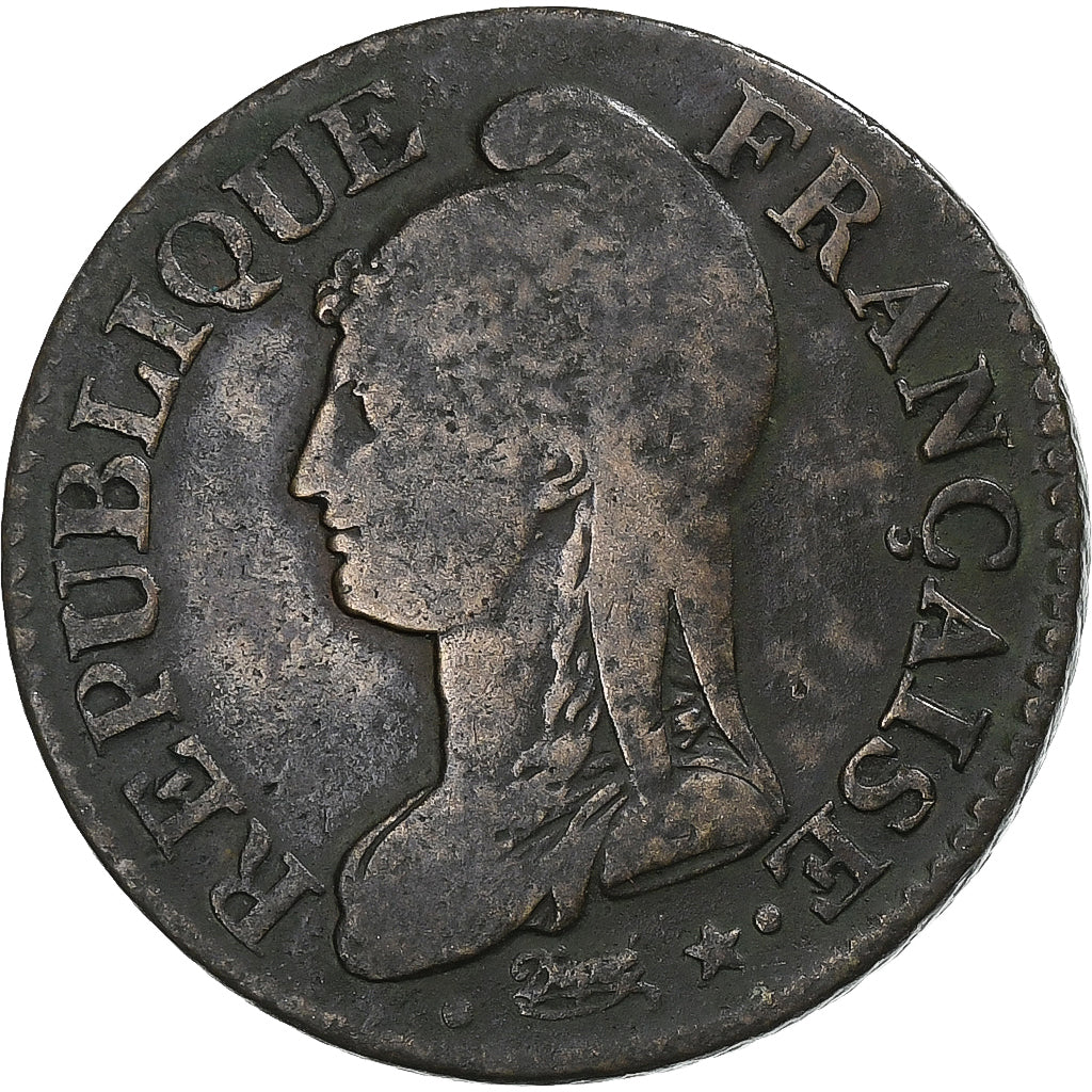 França, 5 Centimes, Dupré, AN 5, Paris, Cobre, VF(30-35), Gadoury:126, KM:640