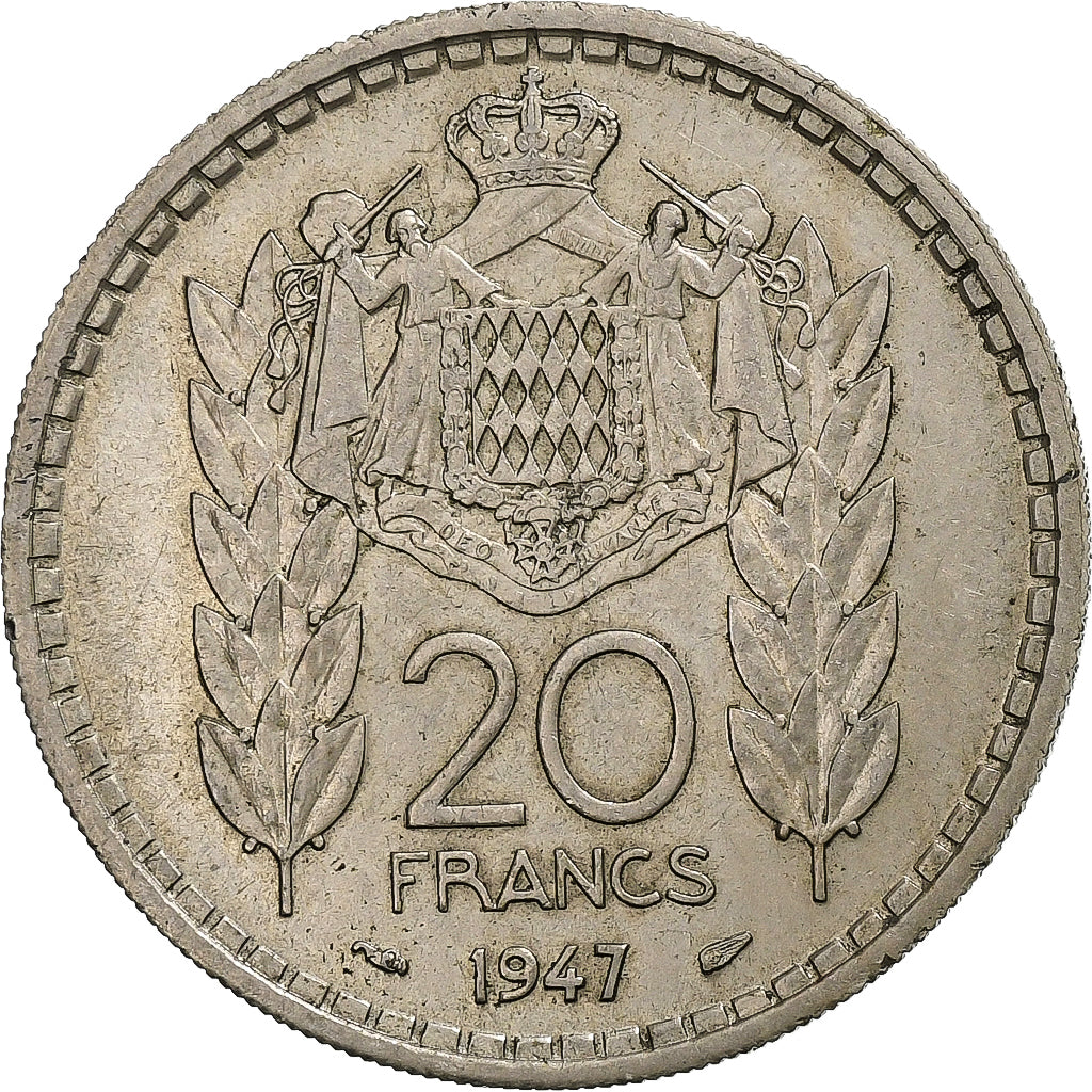 Monaco, Louis II, 20 Francs, 1947, Monnaie de Paris, Copper-nickel, AU(50-53)