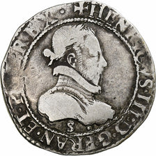 Frankrijk, Henri III, 1/2 Franc au col plat, 1578, Troyes, Zilver, FR