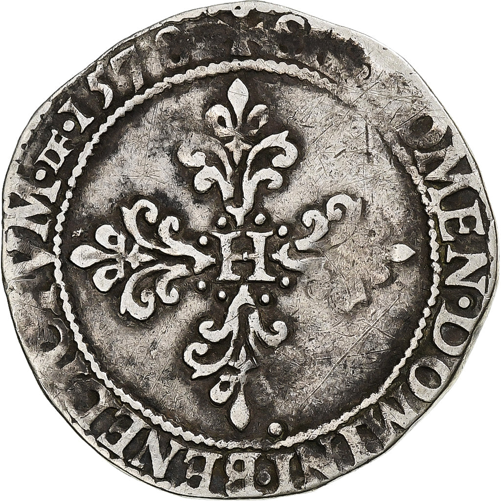 Frankrijk, Henri III, 1/2 Franc au col plat, 1578, Troyes, Zilver, FR