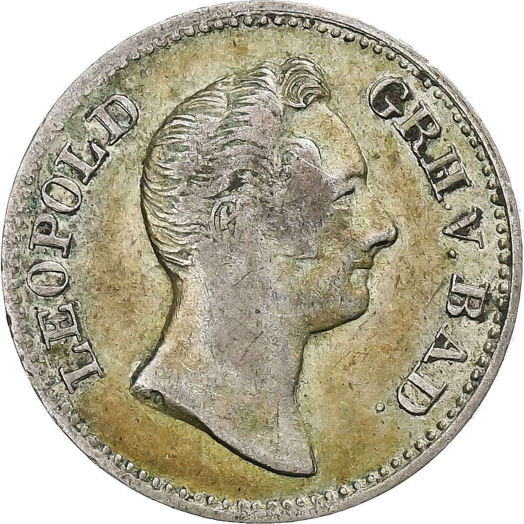 Grand Duchy of Baden, Leopold I, 3 Kreuzer, 1834, Silver, VF(20-25), KM:199