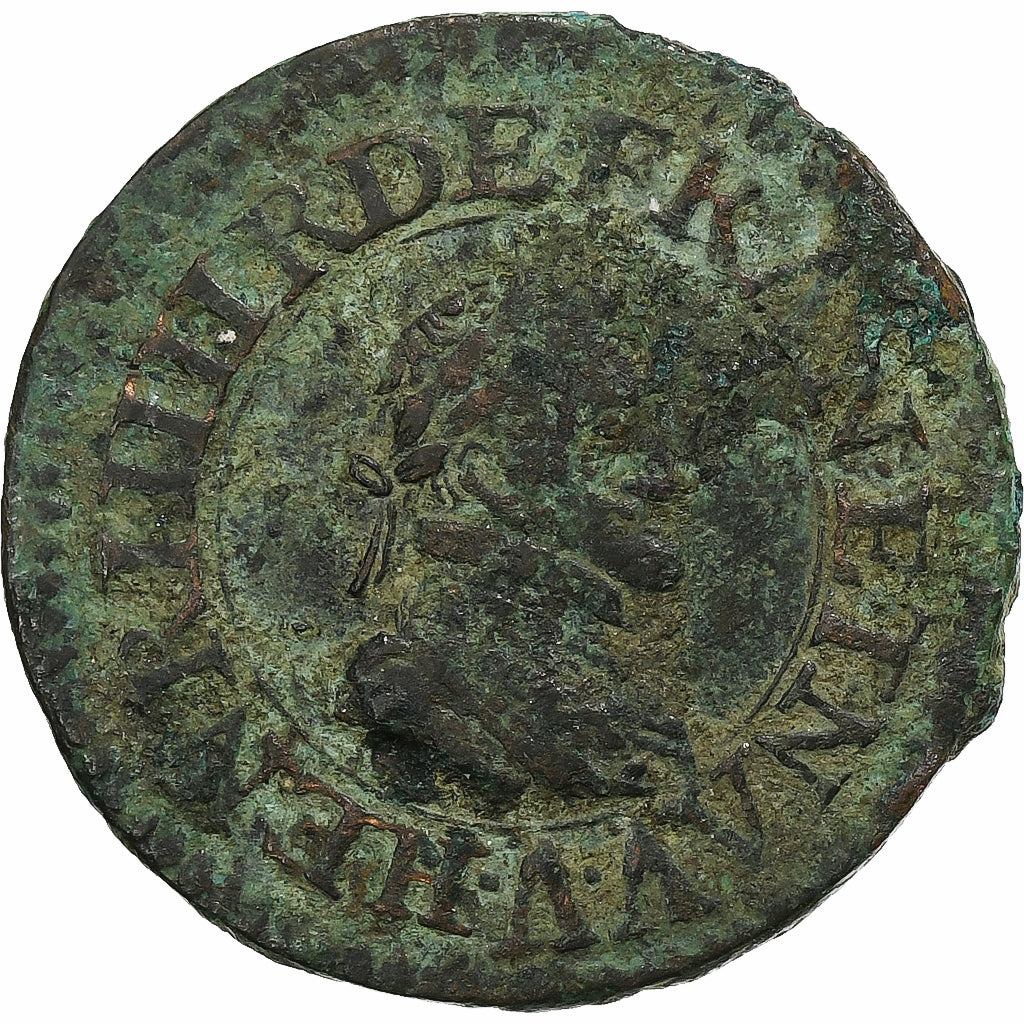 Francia, Henri IV, Double Tournois, 1610, Paris, Cobre, BC, Gadoury:538