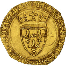 Francia, Charles VI, Écu d'or à la couronne, 1385-1422, Paris, Oro, BB+
