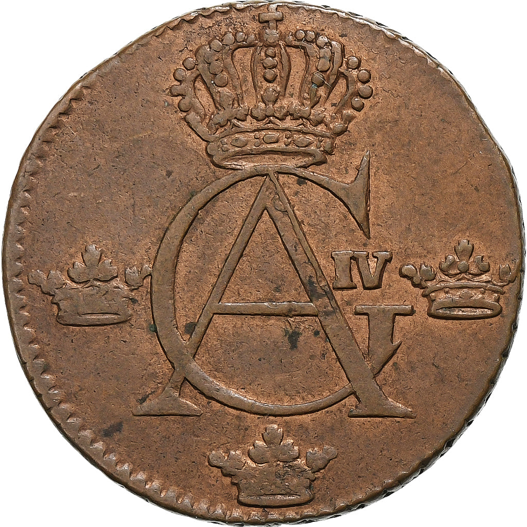 Szwecja, Gustaf IV Adolf, 1/4 Skilling, 1805, Miedź, EF(40-45), KM:564