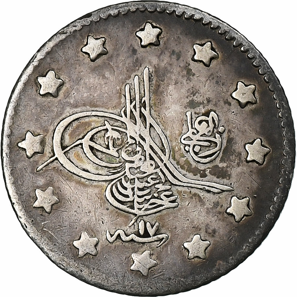 Empire ottoman, Abdul Hamid II, Kurus, AH 1293-17/1876, Constantinople, Argent