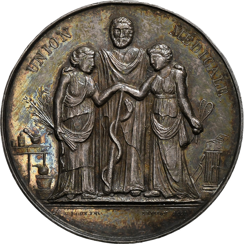 France, Token, Comité médical des Bouches-du-Rhône, 1843, Silver, AU(55-58)
