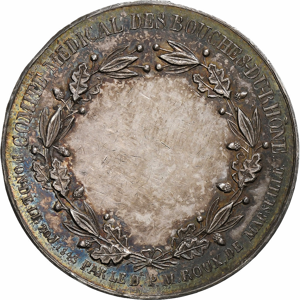 France, Token, Comité médical des Bouches-du-Rhône, 1843, Silver, AU(55-58)