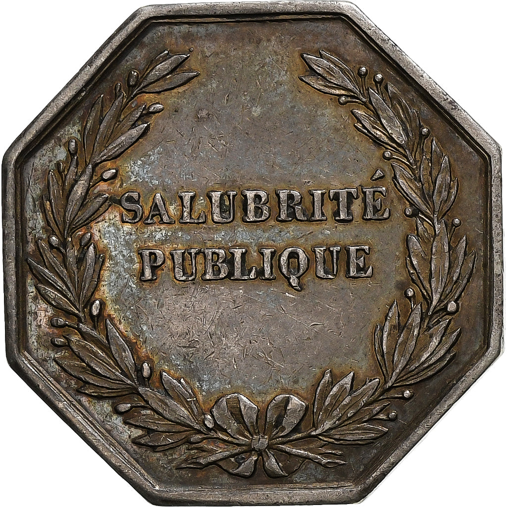 France, Token, Salubrité publique, ville de Rheims, Silver, Caqué, EF(40-45)