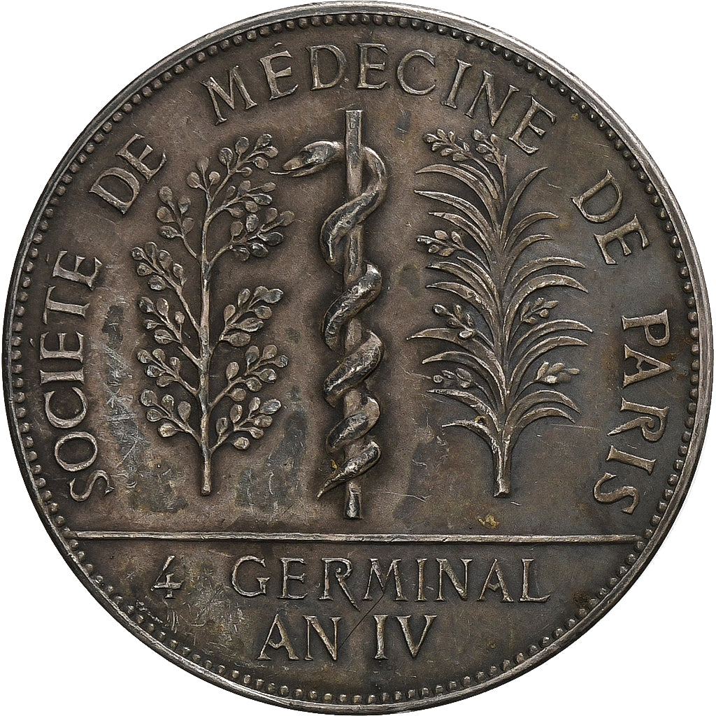 France, Token, Centenaire de la société de médecine de Paris, 1896, Silver