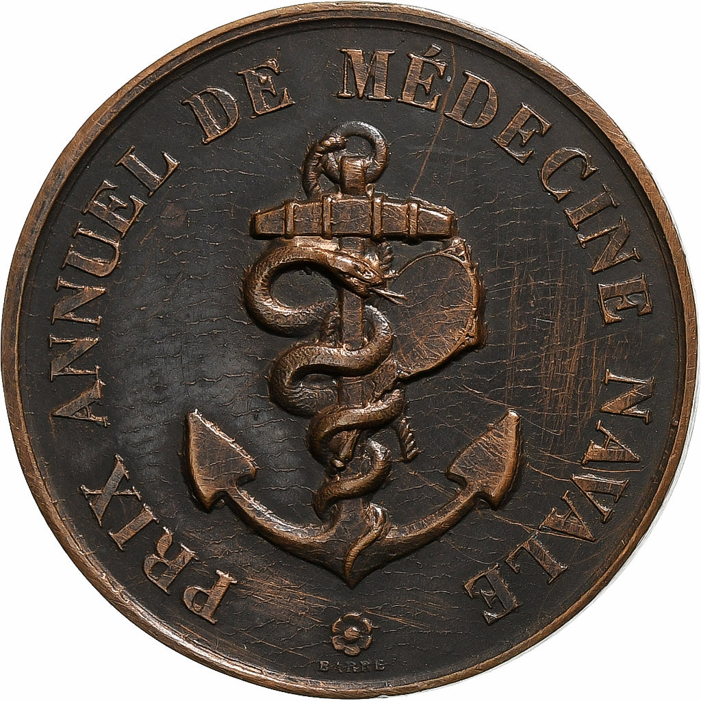 France, Token, Prix annuel de médecine navale, 1896, Copper, AU(50-53)