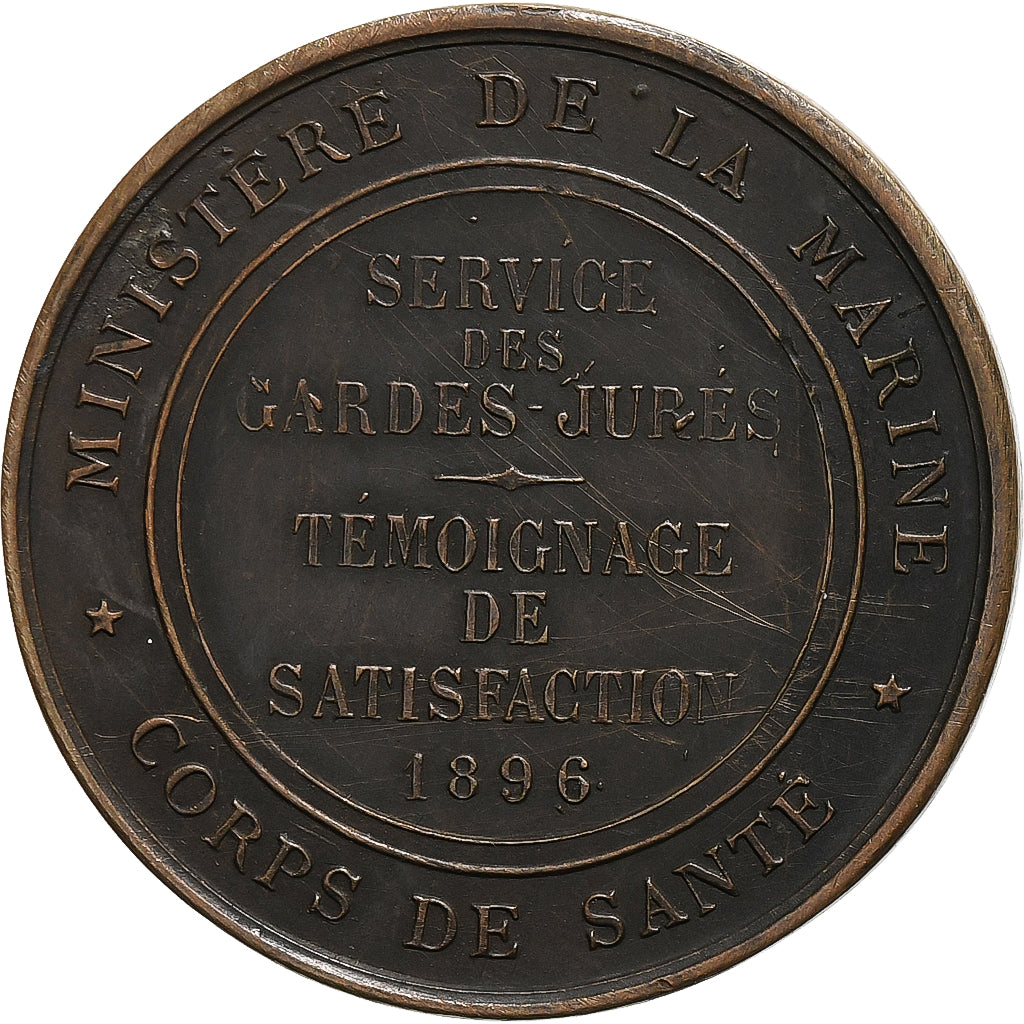 France, Token, Prix annuel de médecine navale, 1896, Copper, AU(50-53)