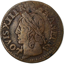 Francja, Louis XIII, Double Tournois, 1642, Lay, Miedź, VF(30-35), Gadoury:12