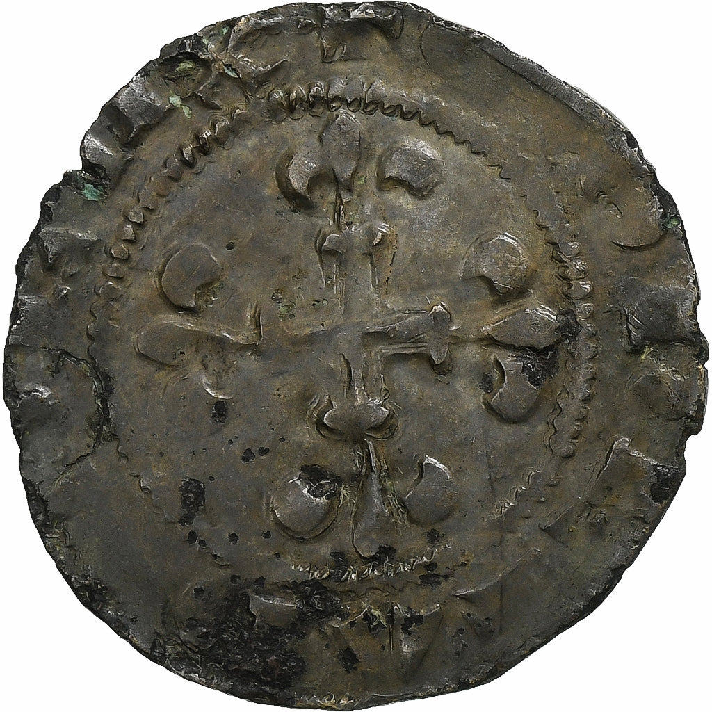 France, Charles IV, Double Parisis, 1326, Billon, TB+, Duplessy:244b