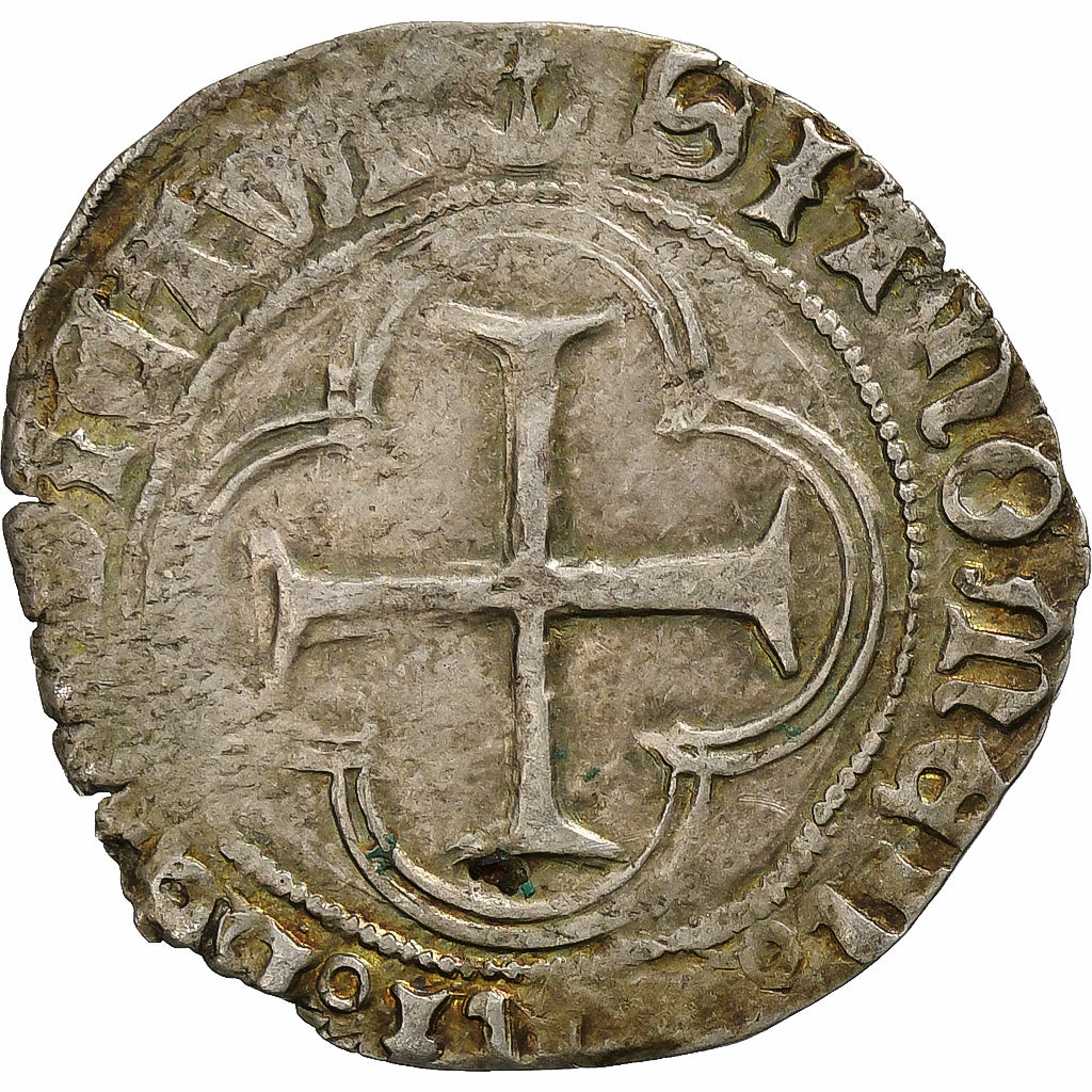 France, Louis XI, Blanc au Soleil, 1475-1483, Bordeaux, Argent, TTB+