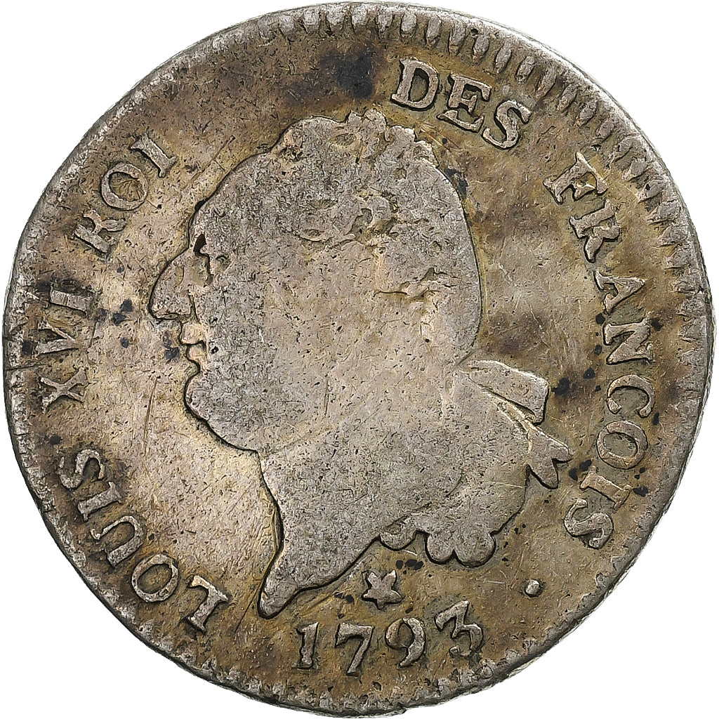 Francia, Louis XVI, 30 sols françois, 1793 / AN 5, Lille, Argento, MB