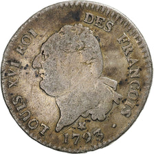 Francia, Louis XVI, 30 sols françois, 1793 / AN 5, Lille, Argento, MB