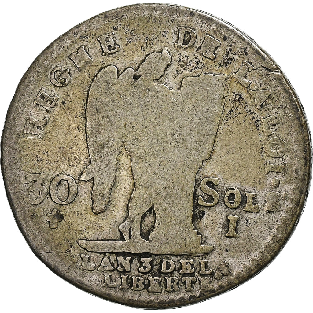 France, Louis XVI, 30 sols françois, 1791 / AN 3, Limoges, 2nd semestre