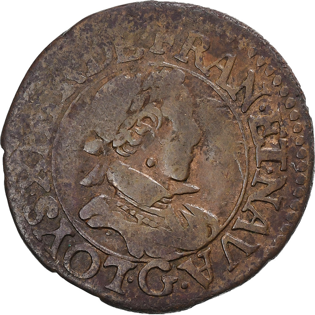 Frankreich, Louis XIII, Double Tournois, 1619, Poitiers, Kupfer, S, Gadoury:5