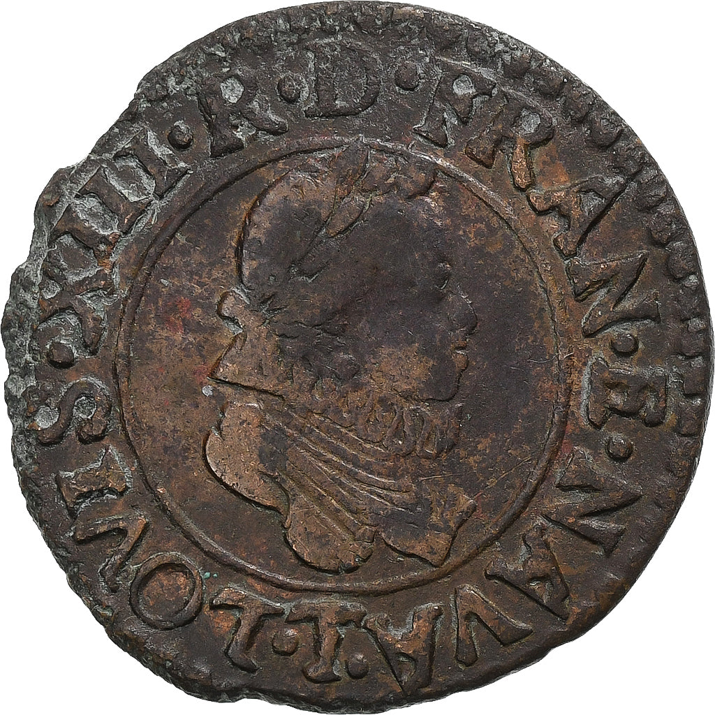 Frankreich, Louis XIII, Double Tournois, 1616, Nantes, Kupfer, S+, Gadoury:6