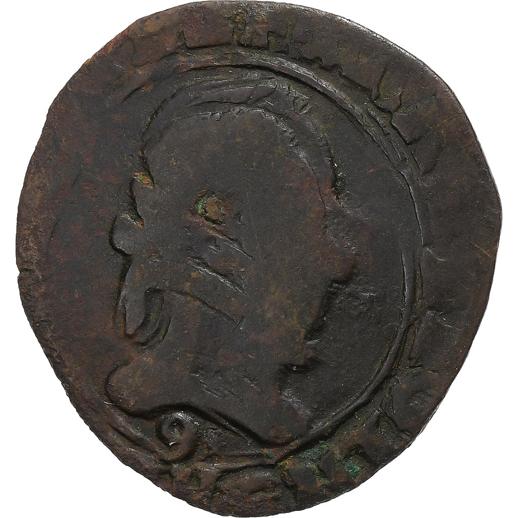 France, Henri III, Double Tournois, Rennes, Cuivre, TB, Gadoury:455