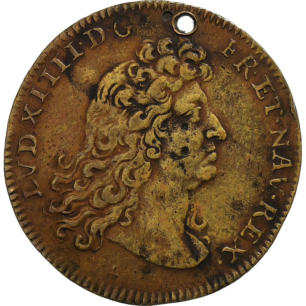 France, Jeton, Louis XIV, Chambre aux Deniers, 1680, Laiton, TB+