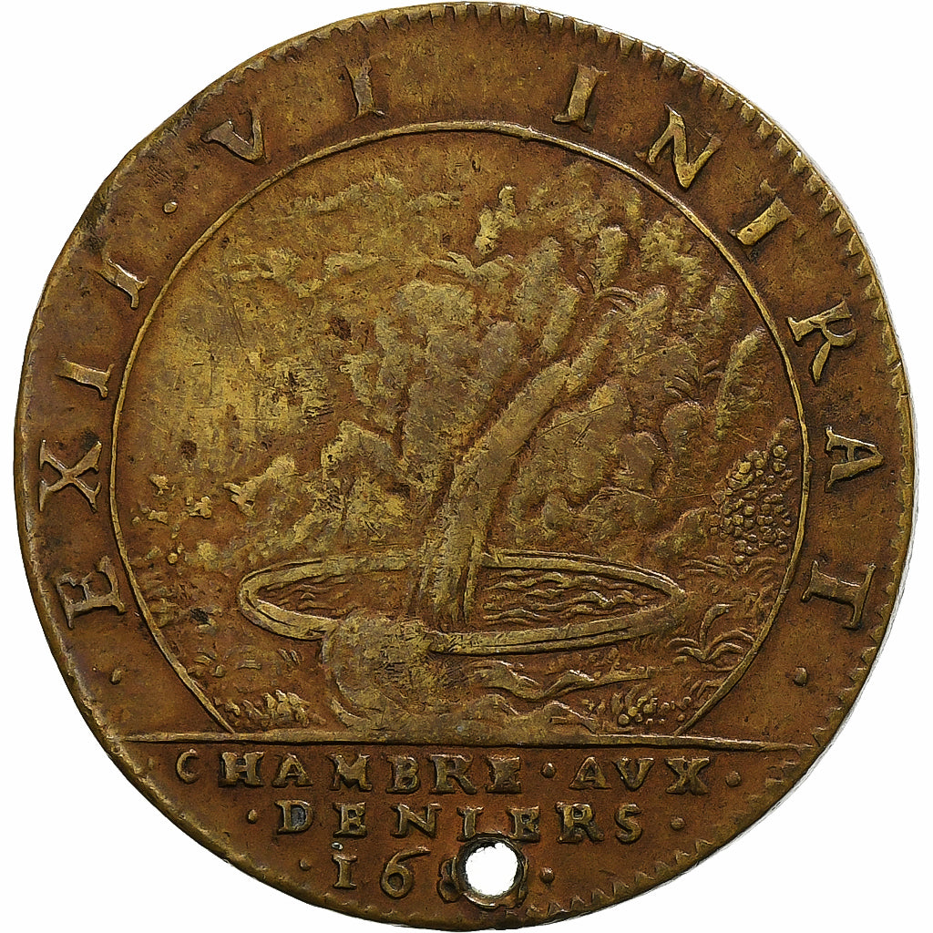 France, Jeton, Louis XIV, Chambre aux Deniers, 1680, Laiton, TB+
