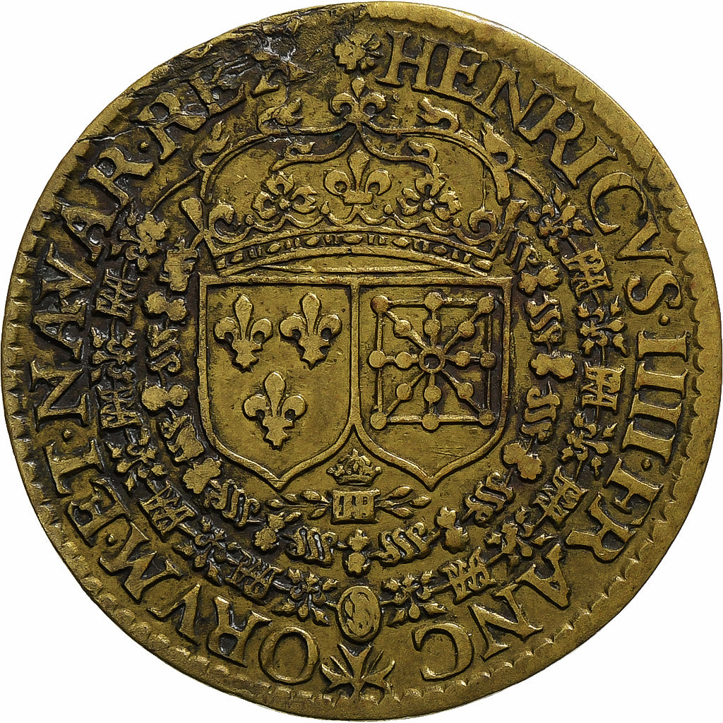 Francja, Token, Henryk IV, Colère divine, 1610, Mosiądz, EF(40-45)
