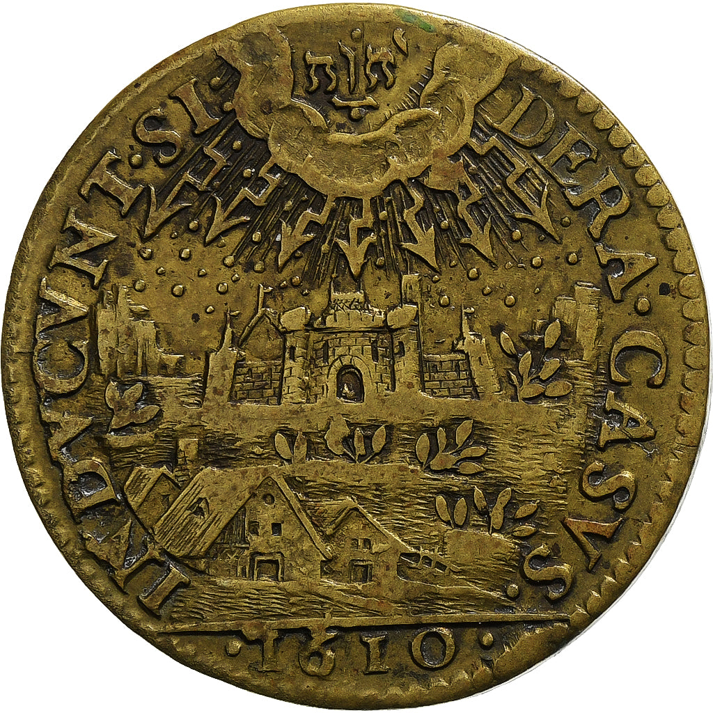 Francja, Token, Henryk IV, Colère divine, 1610, Mosiądz, EF(40-45)