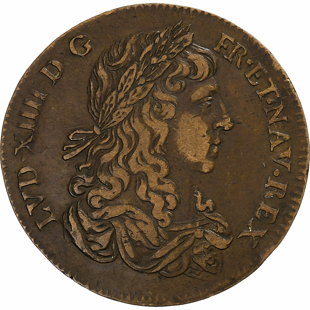 França, Token, Luís XIV, ca. 1650, Cobre, EF(40-45)