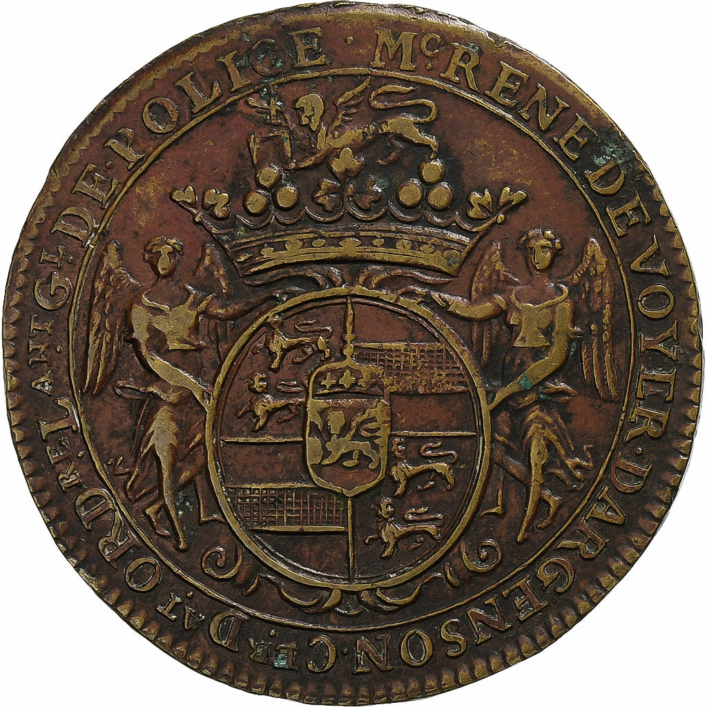 França, Token, René Voyer d'Argenson, Lieutenant de Police, 1713, Cobre