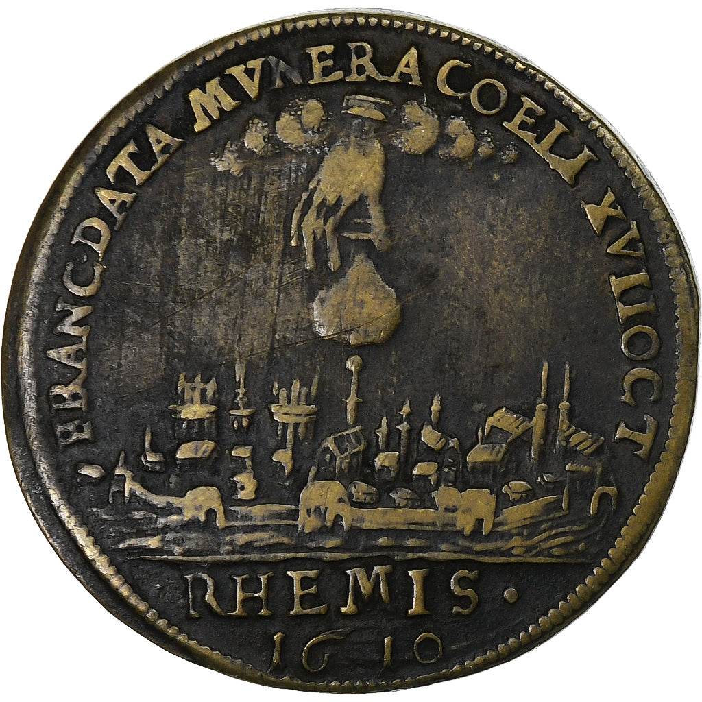 Francja, Token, Ludwik XIII, Sacre à Reims, 1610, Miedź, AU(50-53)