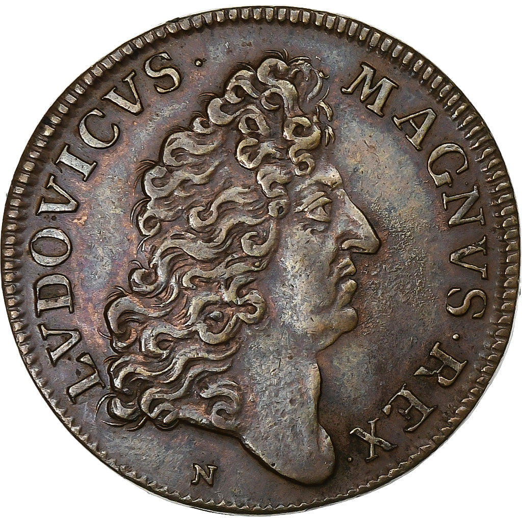 France, Token, Louis XIV, La guerre contre l’Europe, Copper, AU(55-58)