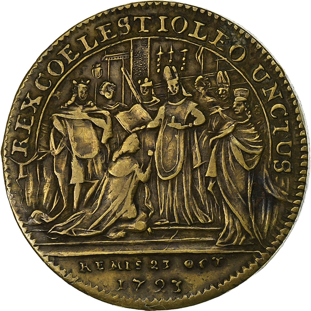 France, Token, Louis XV, Sacre à Reims, 1723, Brass, EF(40-45)