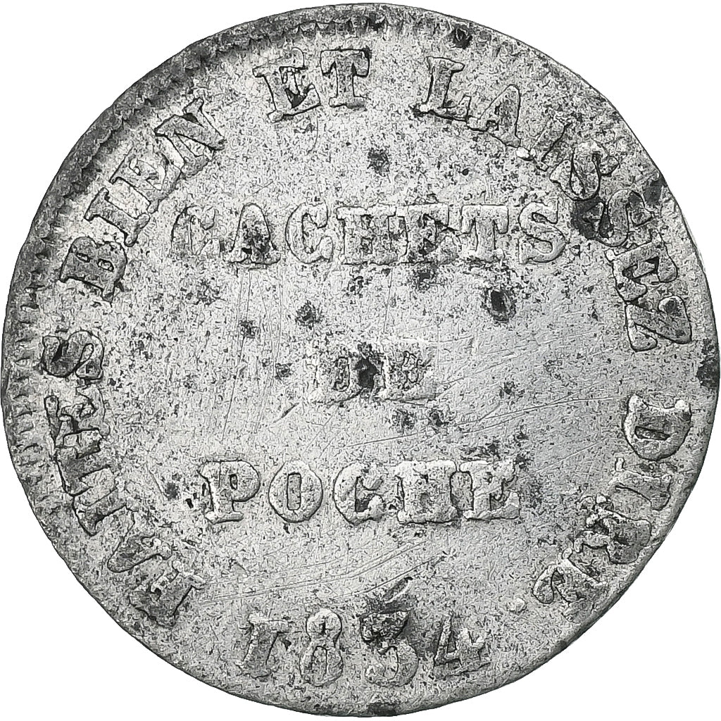 France, Advertising Token, Cachets de poche, 1834, Tin, Brasseux, EF(40-45)