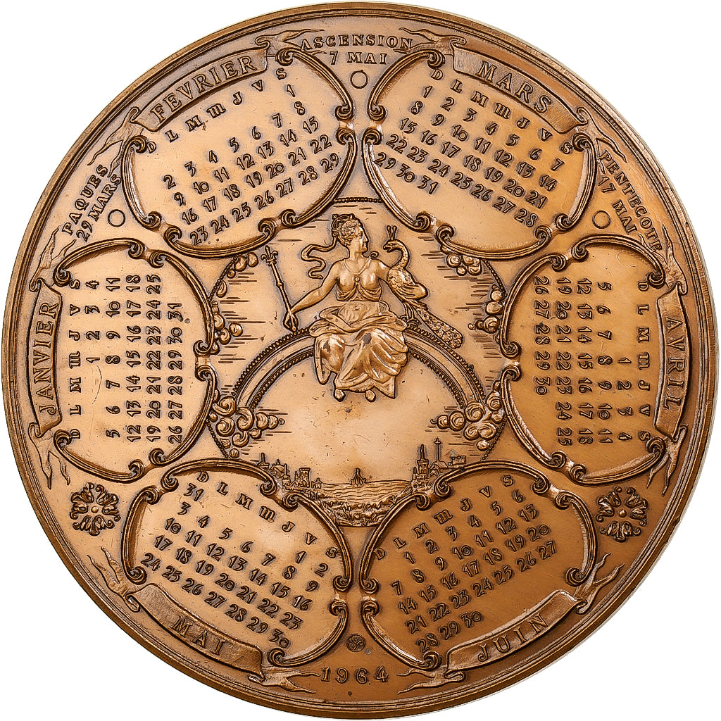 France, Medal, Calendrier, 1964, Monnaie de Paris, Bronze, MS(63)