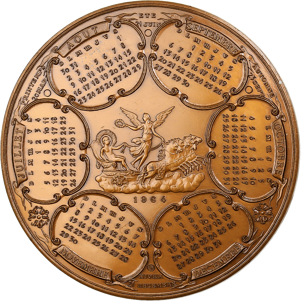 France, Medal, Calendrier, 1964, Monnaie de Paris, Bronze, MS(63)