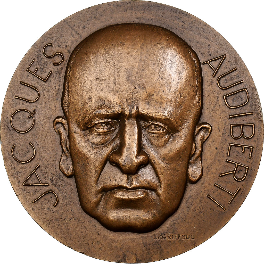 France, Medal, Jacques Audiberti, 1966, Monnaie de Paris, Bronze, Lagriffoul