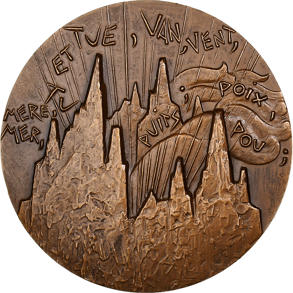 France, Medal, Jacques Audiberti, 1966, Monnaie de Paris, Bronze, Lagriffoul