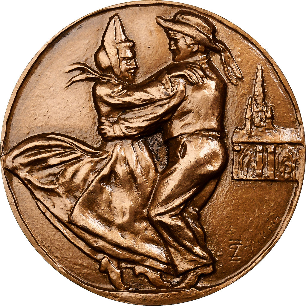 Francia, medaglia, Danseurs et musiciens bretons, Monnaie de Paris, Bronzo, SPL-