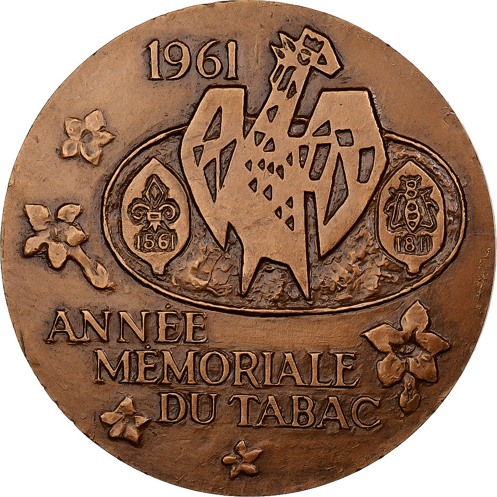 Francia, zeton, Année mémoriale du Tabac, 1961, Monnaie de Paris, Bronce