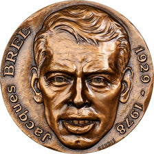 France, Medal, Jacques Brel, Ne nous quitte pas, 1978, Bronze, Gendis, MS(63)