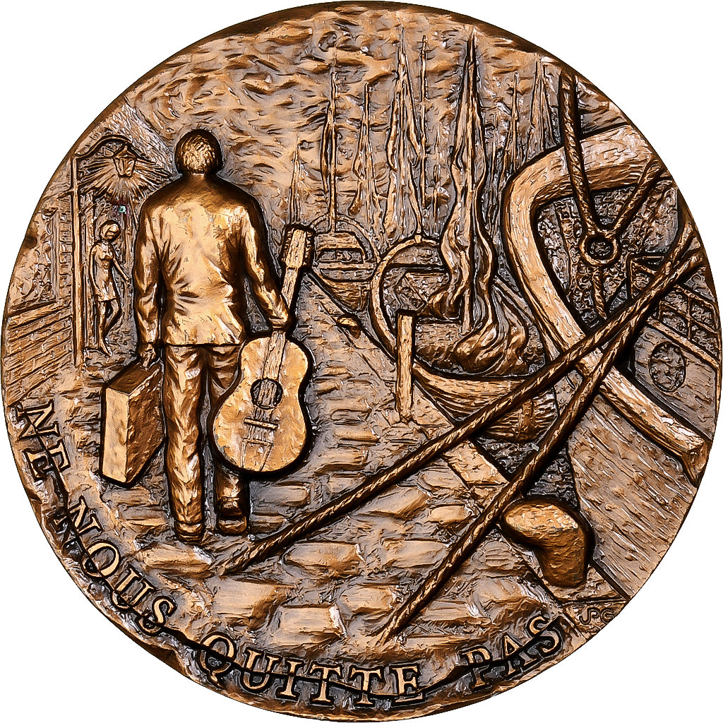 France, Medal, Jacques Brel, Ne nous quitte pas, 1978, Bronze, Gendis, MS(63)